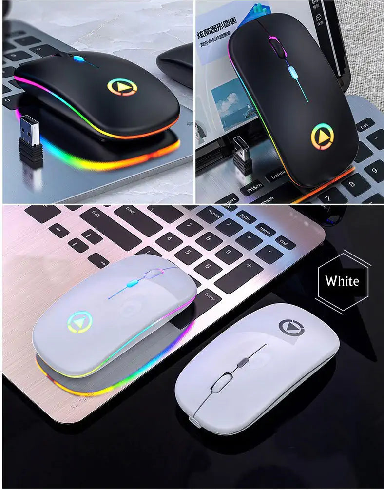 Souris sans fil USB rechargeable RGB 2.4GHz