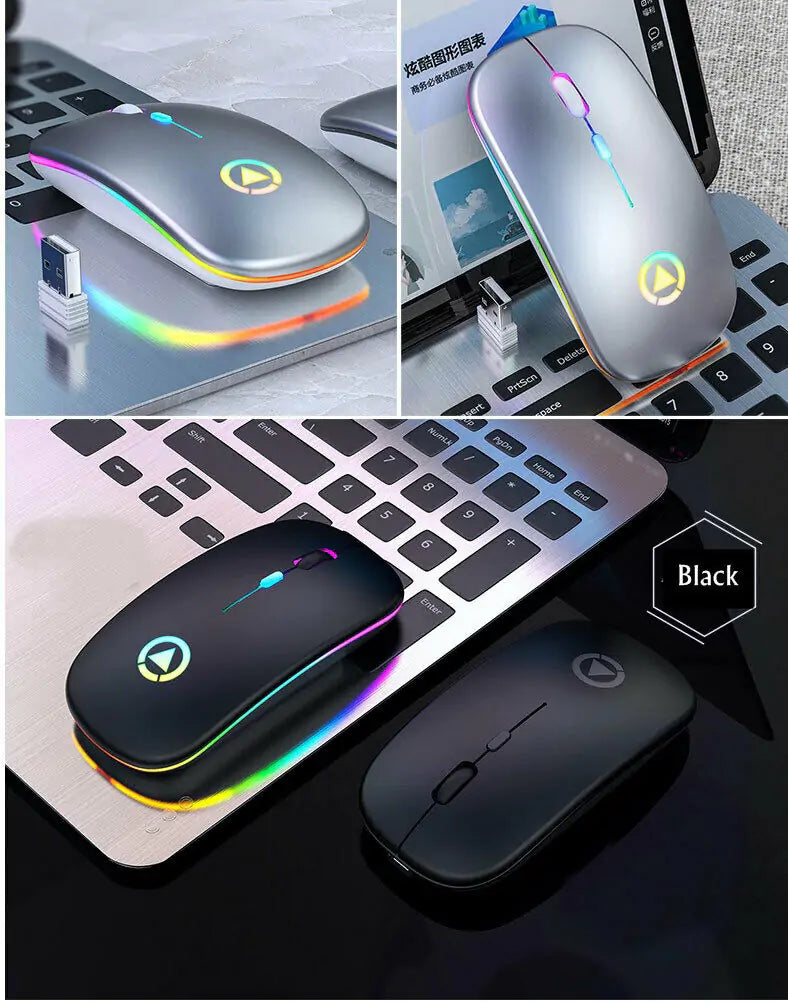 Souris sans fil USB rechargeable RGB 2.4GHz