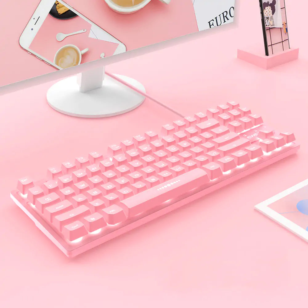 Ensemble clavier et souris filaires rose mignon