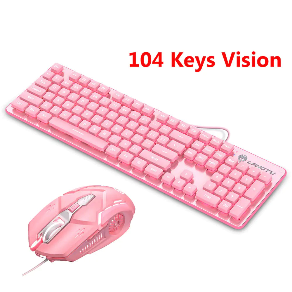 Ensemble clavier et souris filaires rose mignon